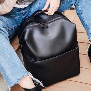 Mina Baie | Stevie Midi Backpack | Black Leather with Gunmetal Hardware